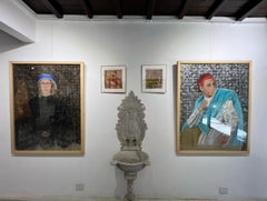 "Portrait Turquoise” Oil Painting 63" x 47" inch by Katherine Bakhoum Tisné