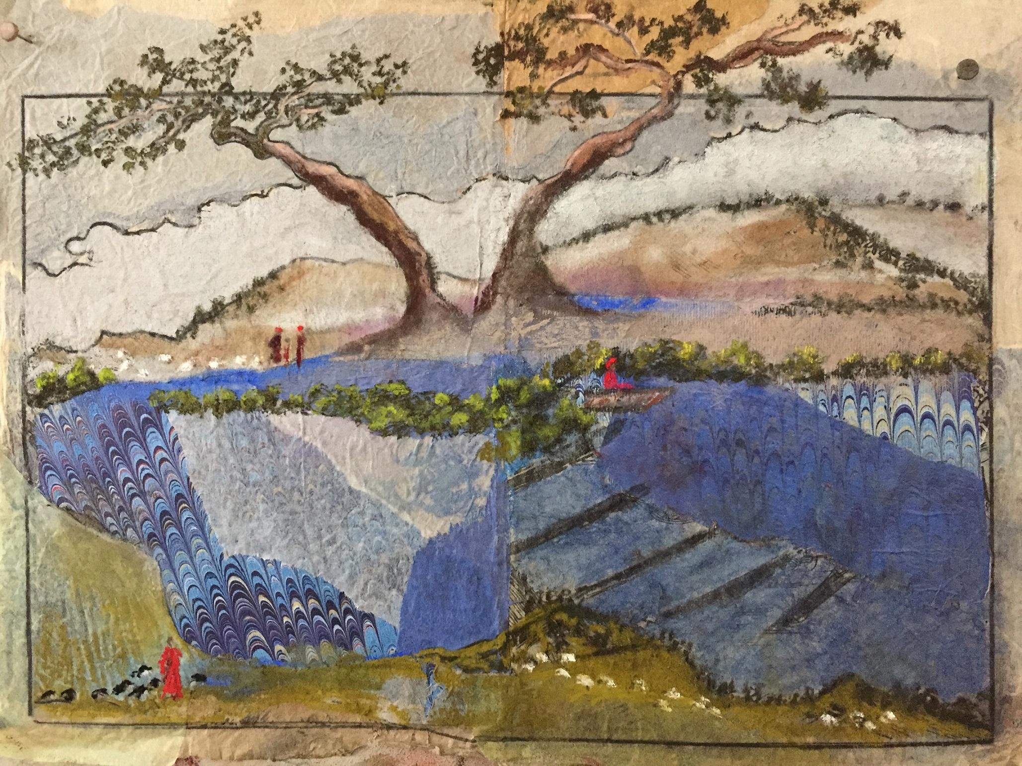 "Japanese Vista II" Painting 8" x 12" inch by Katherine Bakhoum Tisné