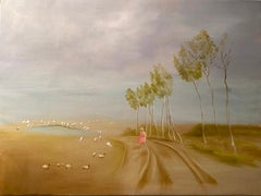 "Sur la Route” Landscape Oil Painting 38" x 51" inch by Katherine Bakhoum Tisné