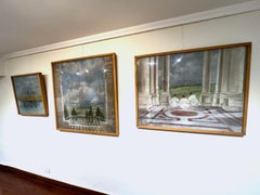 "Toscane" Paysage Peinture figurative 39" x 39" par Katherine Bakhoum Tisné