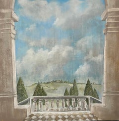 "Toscane" Paysage Peinture figurative 39" x 39" par Katherine Bakhoum Tisné