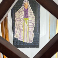 Pintura al óleo figurativa "Drapeado violeta" 53x27,5 in by Katherine Bakhoum Tisné