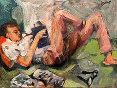 1959 Impasto Figure Painting "Reading"