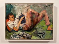 1959 Impasto Figure Painting "Reading"