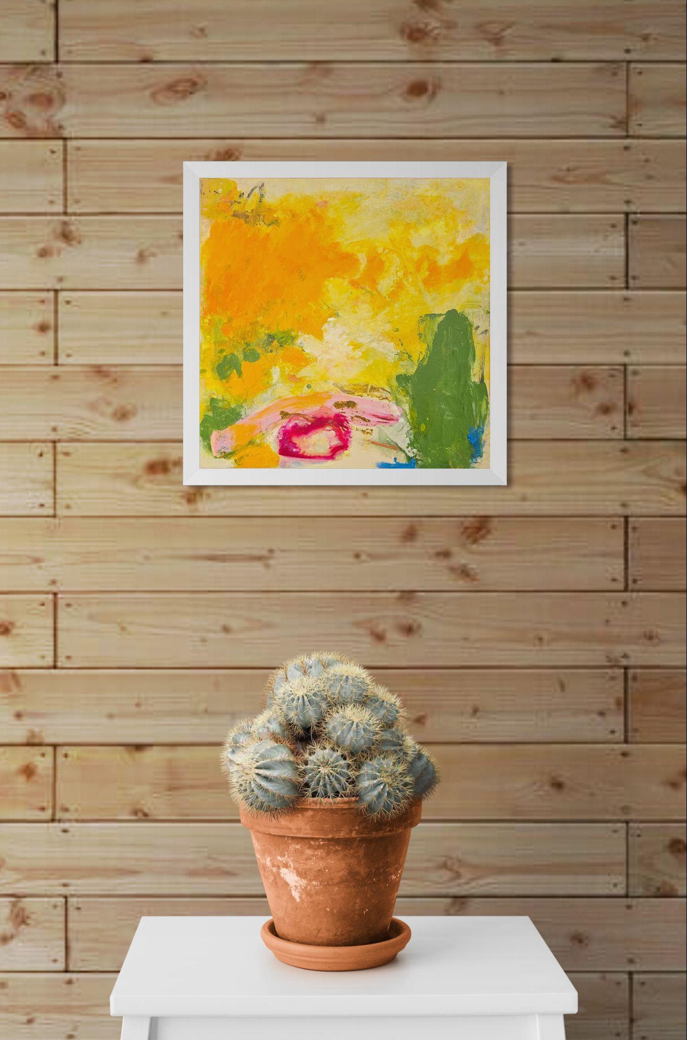 Bits of Magenta (Abstract, Expressive, Fun, Colorful, Warm, Soft) - Modern Painting by Katherine Bello