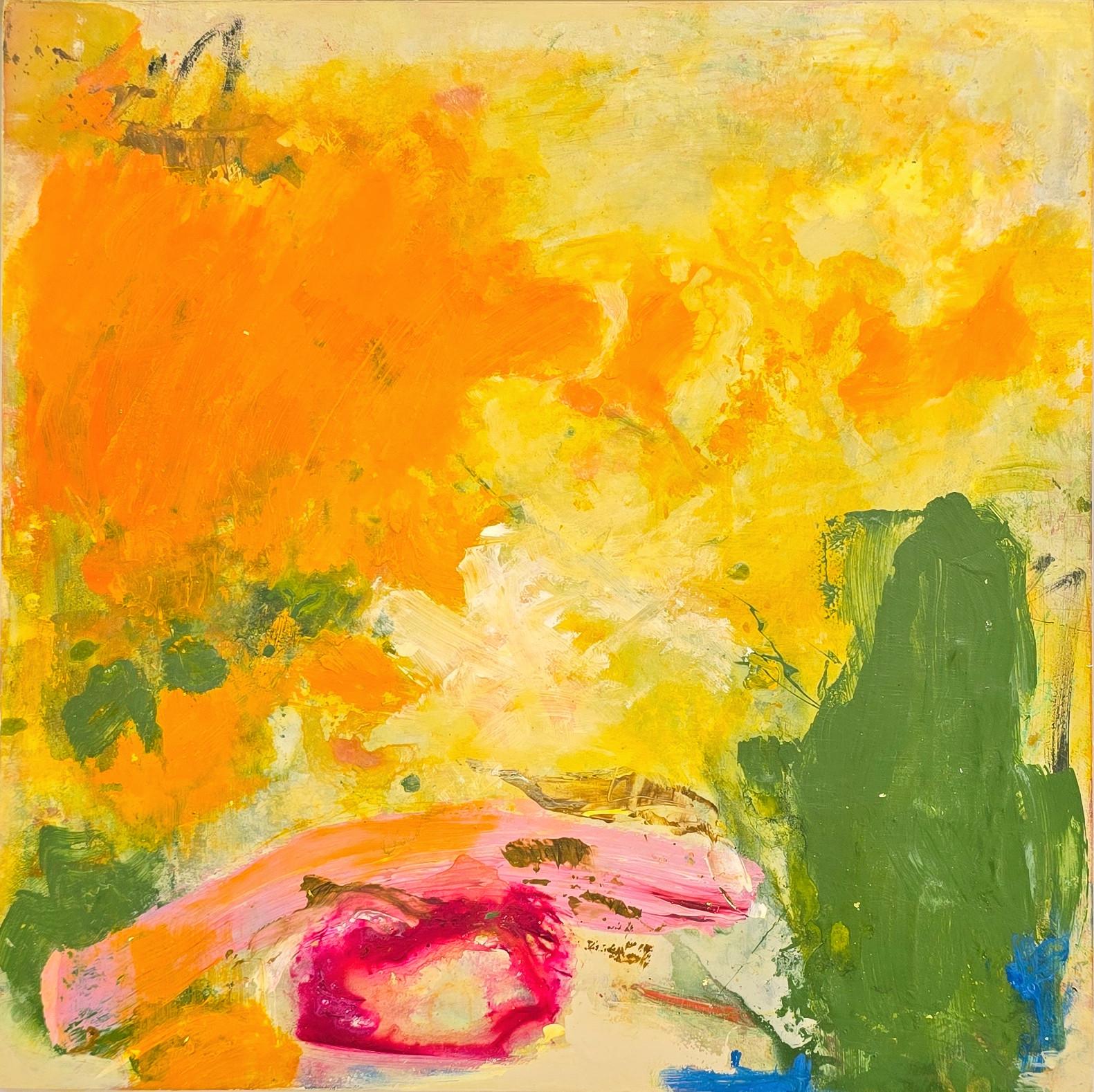 Katherine Bello Abstract Painting - Bits of Magenta (Abstract, Expressive, Fun, Colorful, Warm, Soft)