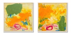 Bits of Magenta Diptych (Abstract, Expressive, Fun, Colorful, Warm)