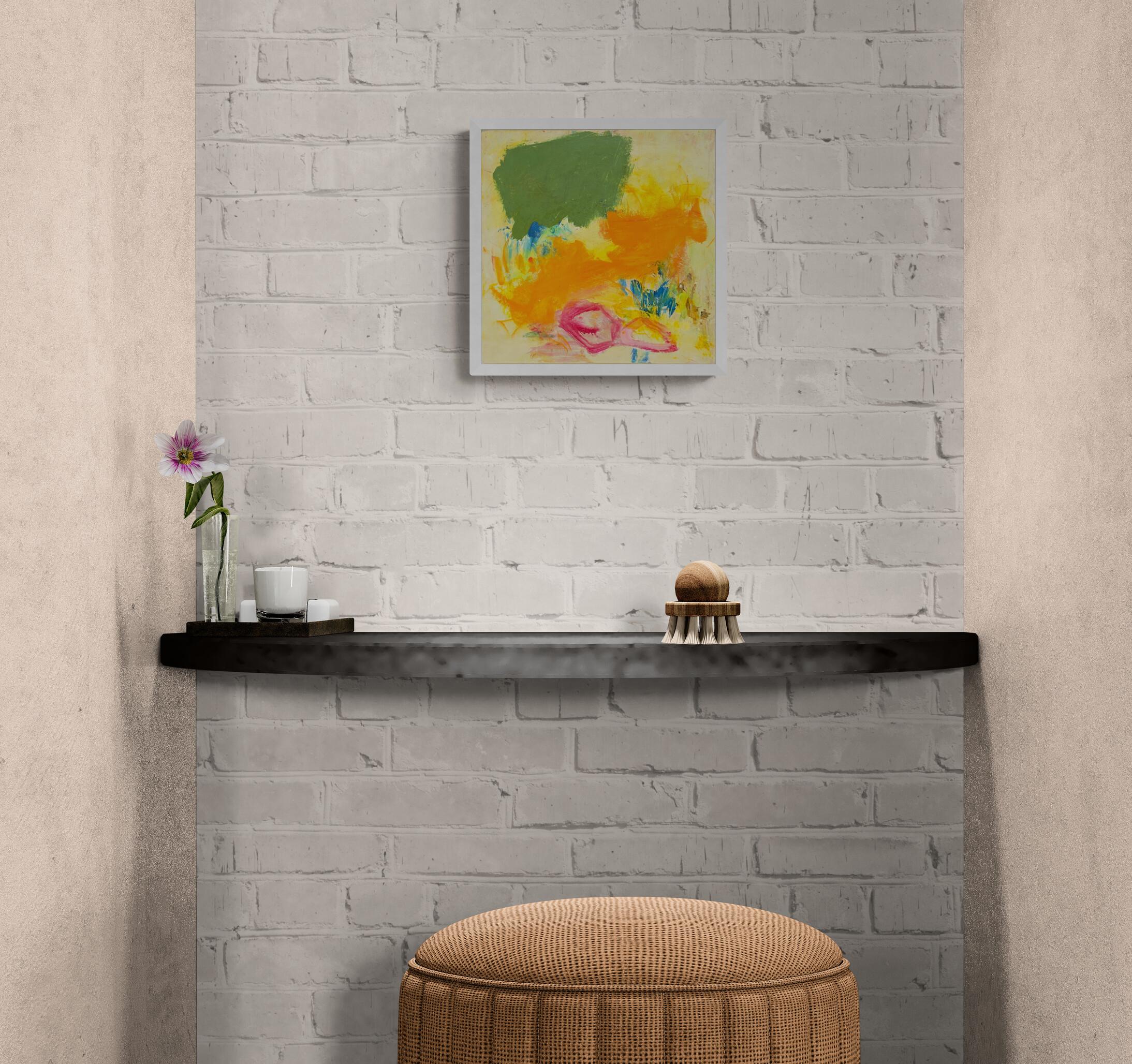 Bits of Magenta II (Abstract, Expressive, Fun, Colorful, Warm, Soft) (Zeitgenössisch), Painting, von Katherine Bello