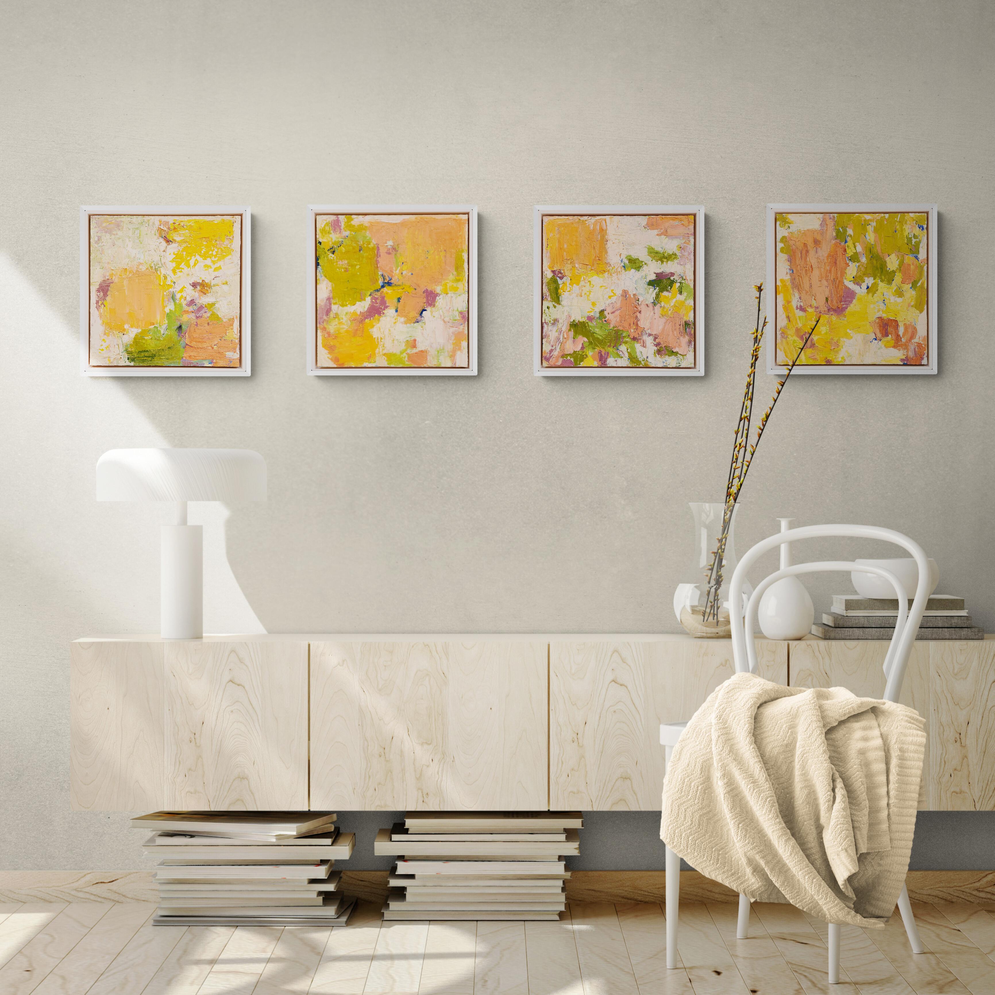 Dappled Light I (Astratto, Espressivo, Divertente, Colorato, Caldo, Verde, ~30% OFF) - Abstract Painting Arancia di Katherine Bello