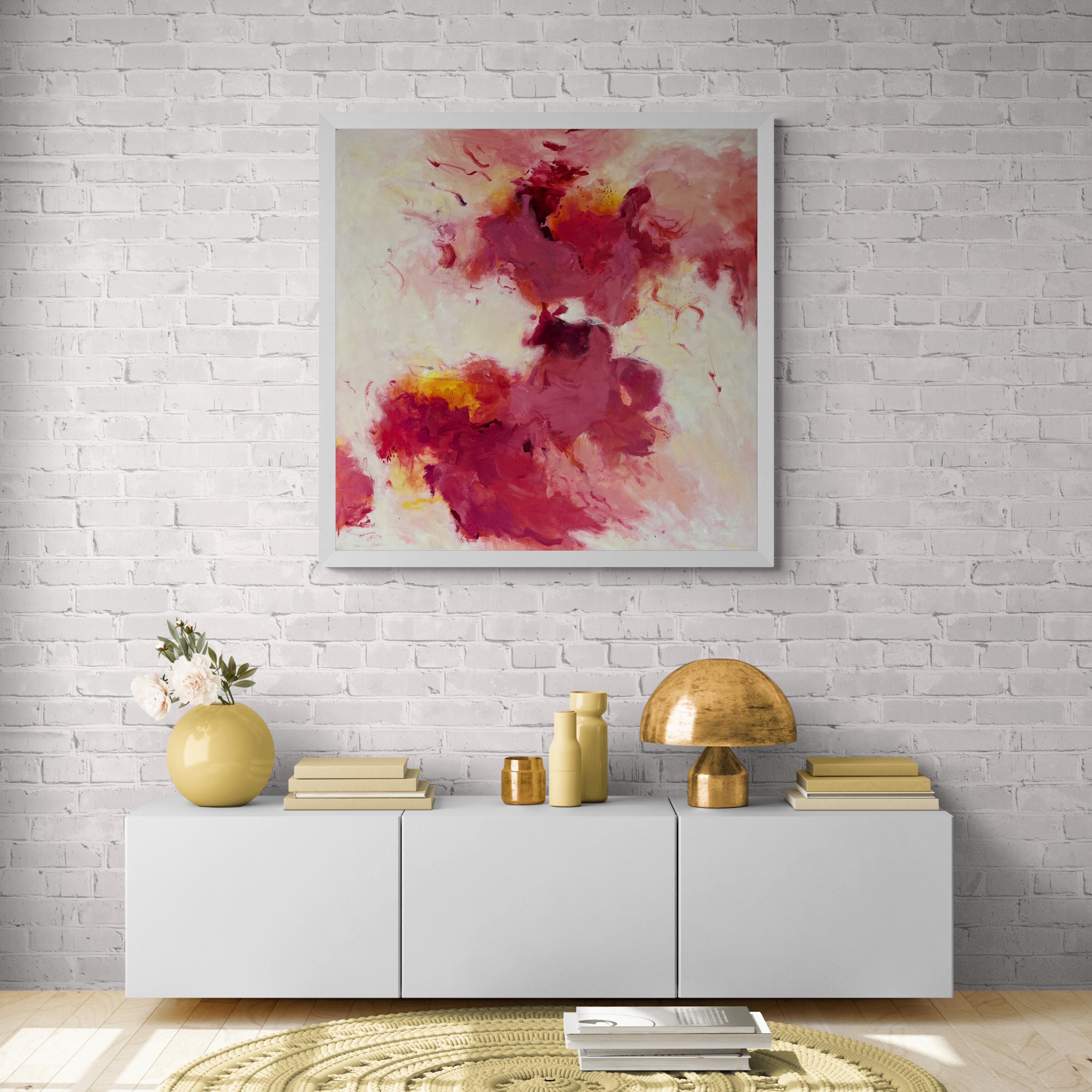 Love Pact (Abstract, Expressionism, Warm, Sensual, Clouds, Flowing, 25% OFF) - Painting by Katherine Bello
