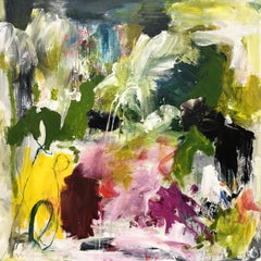 Summer Rain (Abstract, Expressionism, Vibrant, Green, Teal, Pink, ~25% OFF)