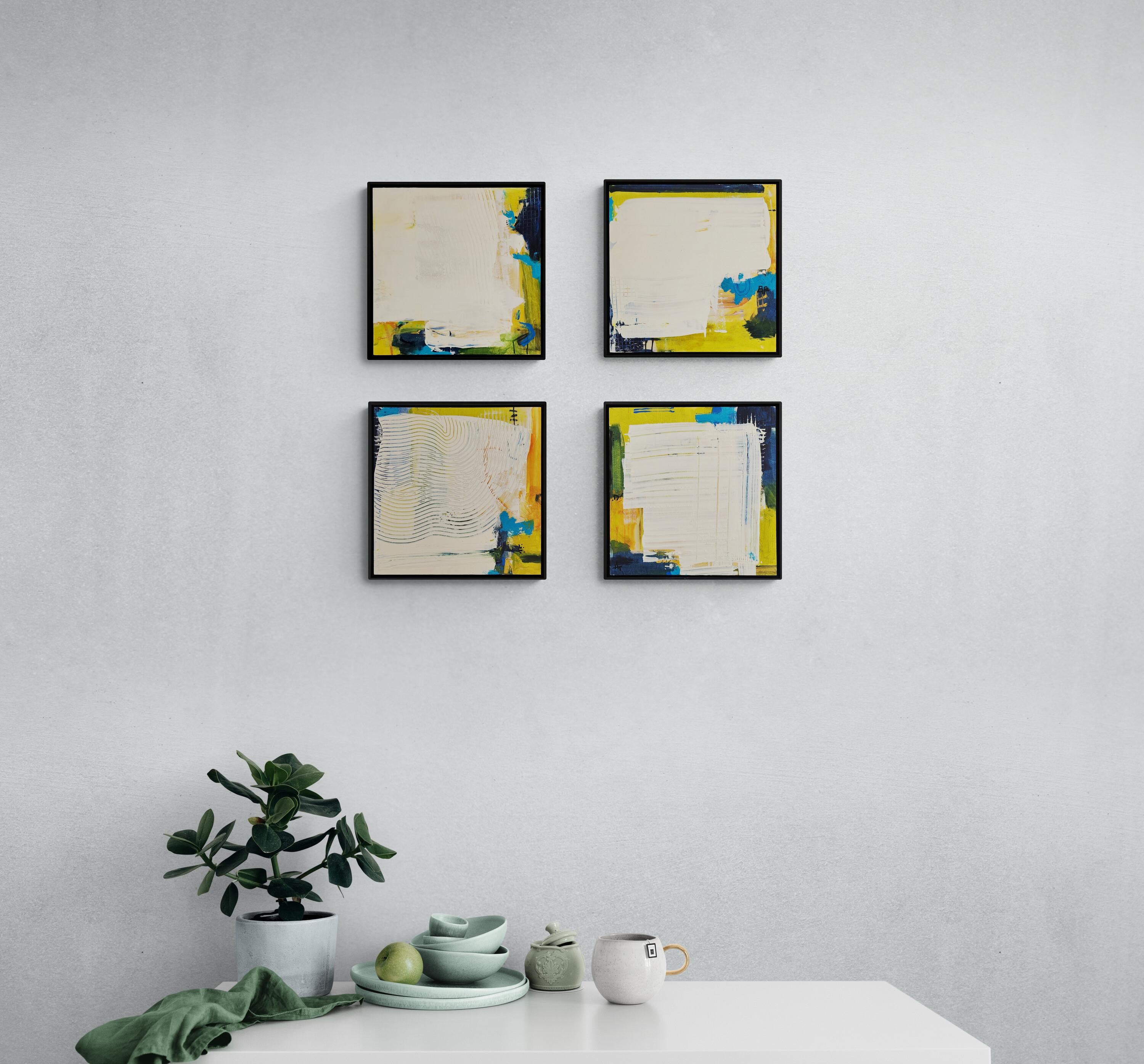 To Be Or Not To Be I (Abstract, Expressive, Minimal, White, Blue, ~25% OFF) For Sale 1