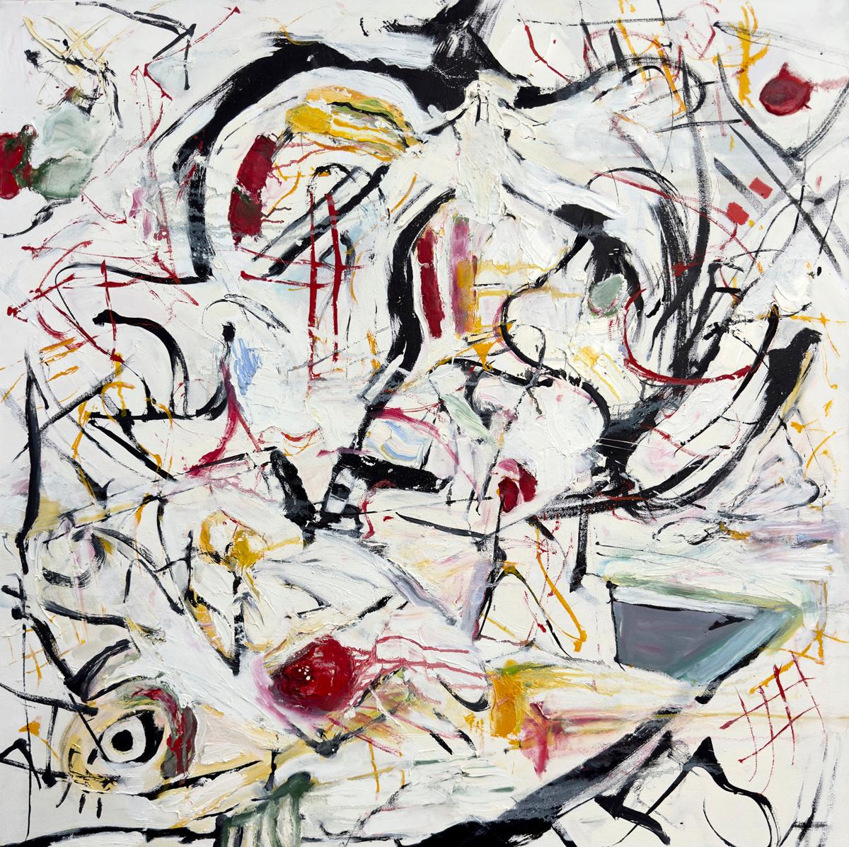 "Dopo K", Astratto, Espressionista, Rosso, Giallo, Blu, Pittura a olio, 2022 - Painting di Katherine Borkowski-Byrne