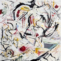 "After K", Abstract Expressionist, Red, Yellow, Blue, Oil Painting