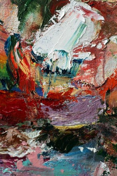 "Building Promises", Abstract, Blue, Red, Green, Purple, Oil Painting, 2017