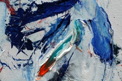 "Cosmic Connection", Abstract, Expressionist, Red, Blue, Oil Painting, 2020