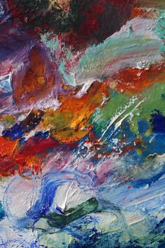 "Doodle All Day", Abstract, Blue, Red, Green, Orange, Oil Painting