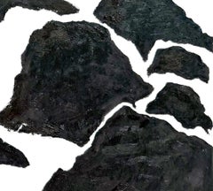 "Ebbing", Abstract Seascape, Rock, Black and White, Oil Painting