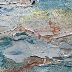 "Interlude", Contemporary Landscape, Seascape, Rocks, Blue, Oil Painting