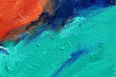 « New Horizons », abstrait, expressionniste, rouge, bleu, blanc, peinture à l'huile, 2020