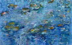 "No Title", Abstract, Expressionist, Green, Red, Blue, Oil Painting, 2024