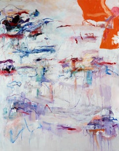 « Notes to Myself », peinture à l'huile abstraite, orange, bleu, rouge, violet, blanc