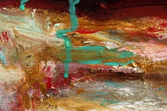 "Spring Cleaning", Abstract, Expressionist, Red, Blue, Gold, White, Oil Painting