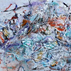 "Telecomunicazioni", Astratto, Espressionista, Rosso, Blu, Nero, Pittura a olio