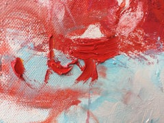 "Writing in the Sky", Abstract, Red, Blue, Purple, Oil Painting