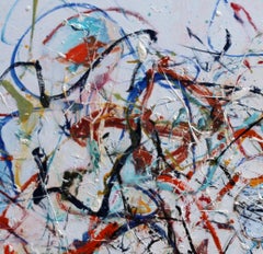 "Yin-Yang", Abstract, Expressionist, Red, Blue, Yellow, Oil Painting