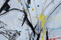 "York Street", abstrait, expressionniste, rouge, noir, jaune, peinture à l'huile, 2023