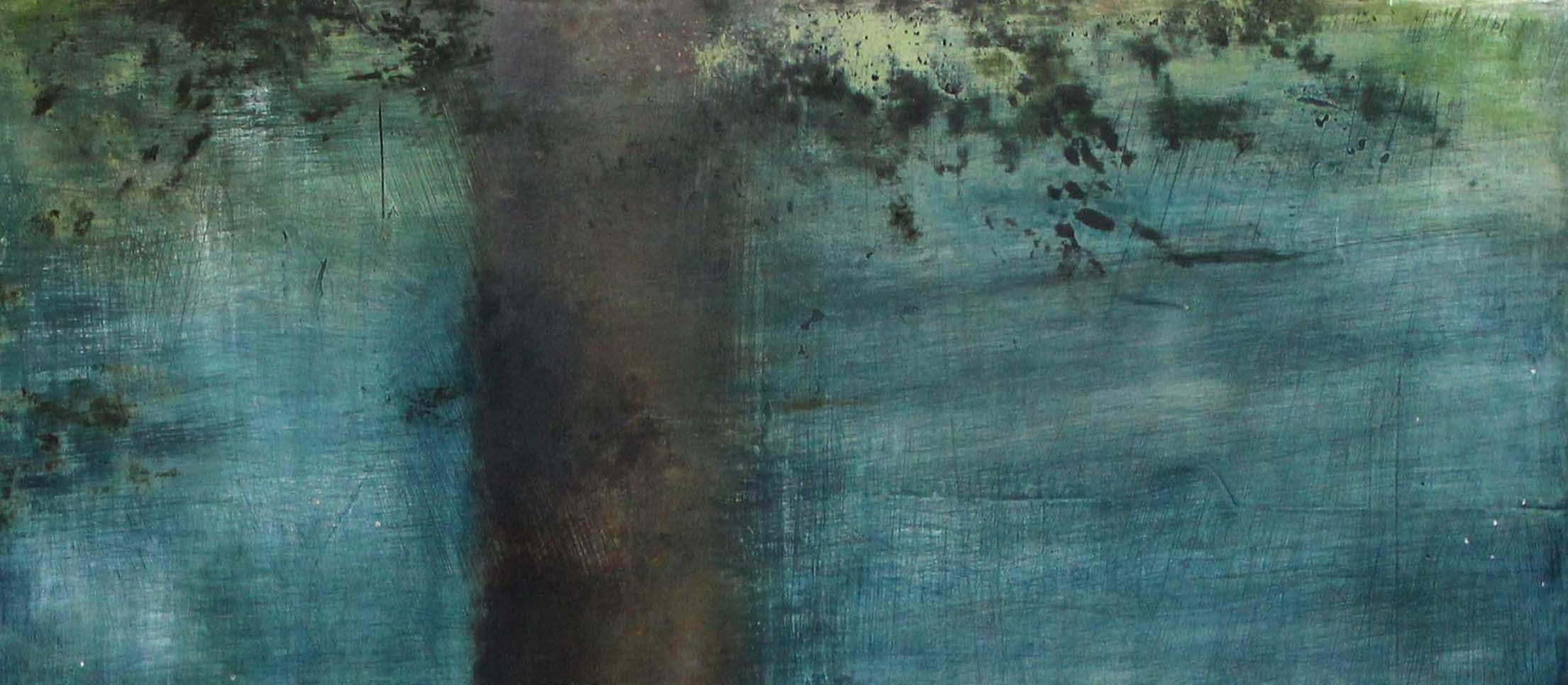 Katherine Bowling Amerikanisches Ölgemälde 1989 Atmosphärische abstrakte Landschaft im Angebot 1