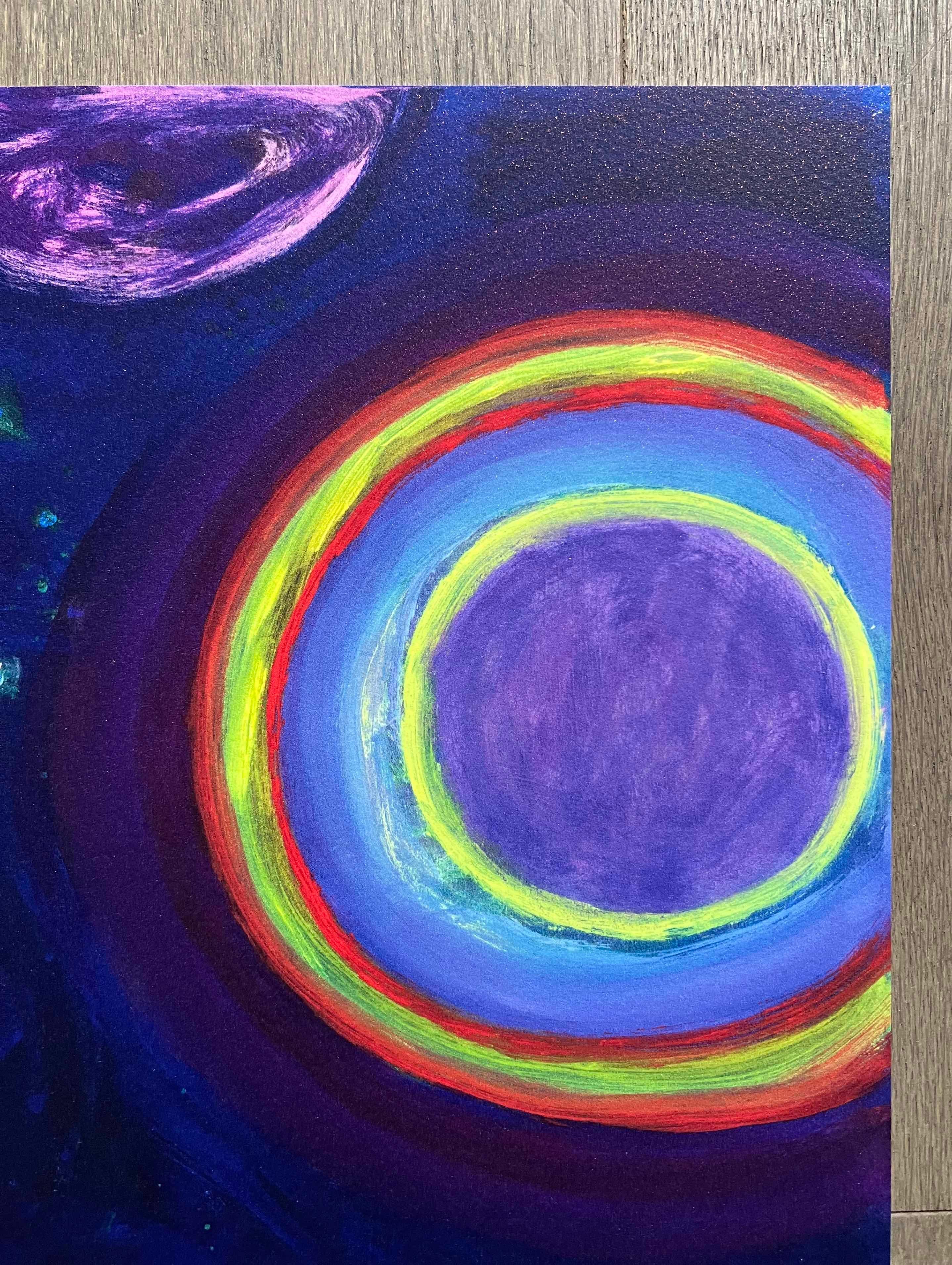 Artist: Katherine Bradford
Title: Swing Over Pool
Medium:  Archival pigment print with silkscreen shimmer varnish and matte seal on Somerset Tub Sized Radiant White 410gsm paper.
hand-signed and numbered by the artist
60 x 56.3 cm
Edition of 111 of
