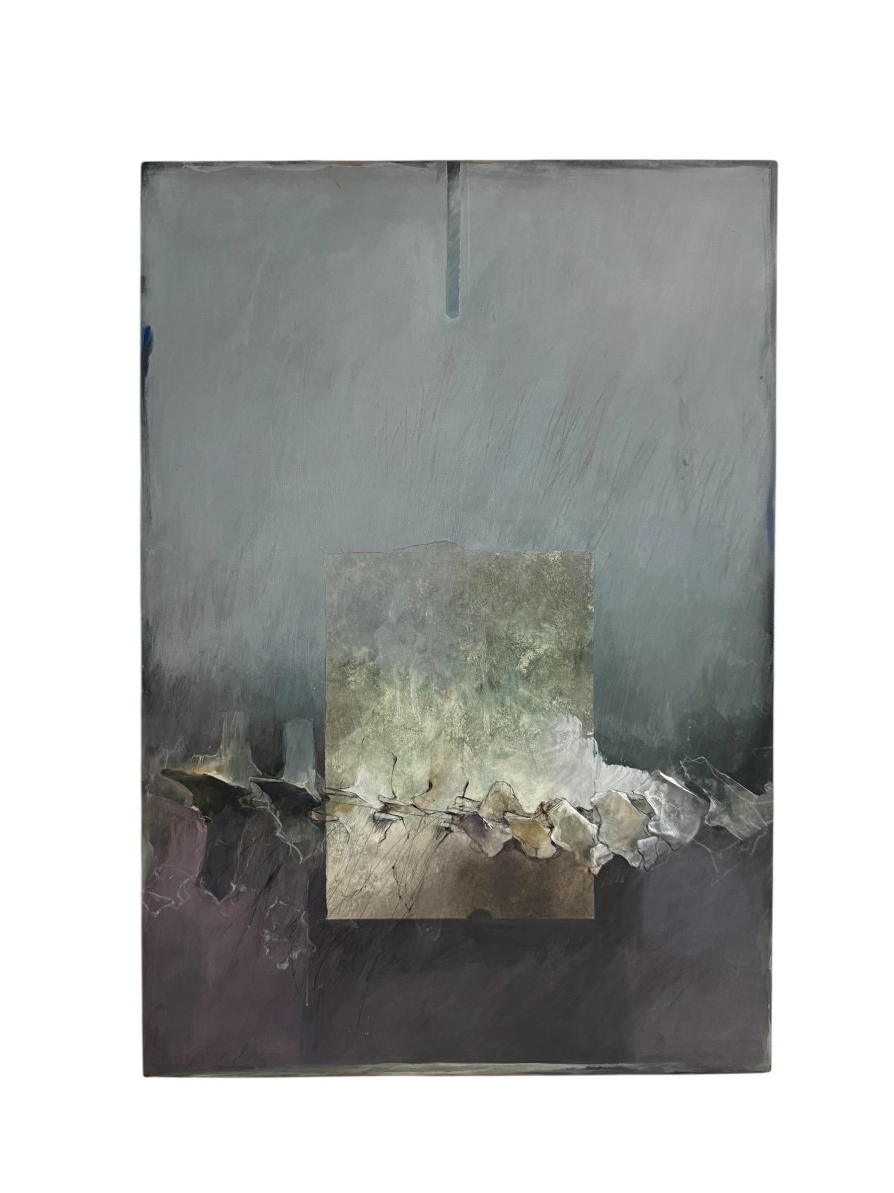 Mixed Media Asian Abstract Collage Painting Katherine Chang Liu Chinese American For Sale 1