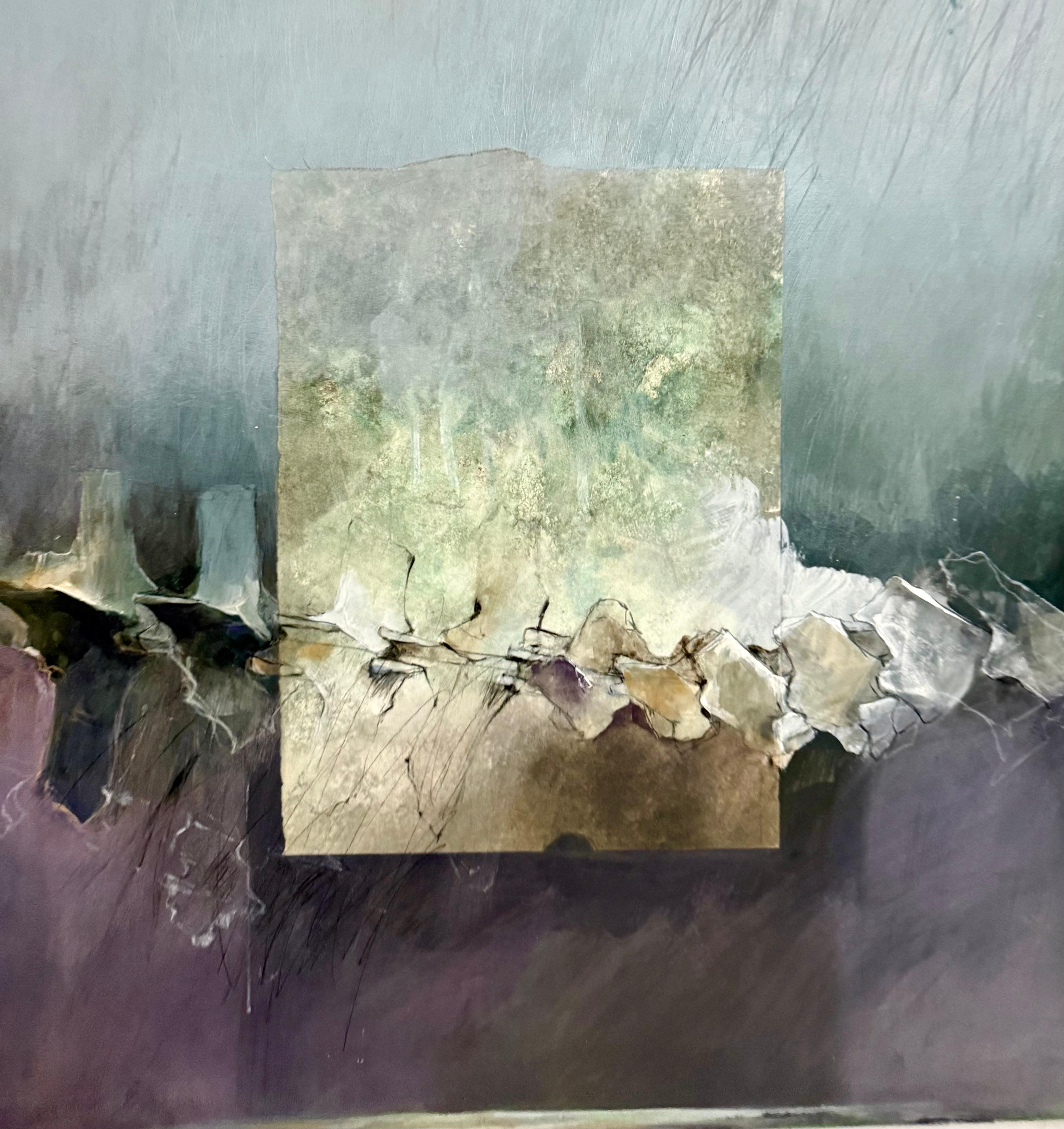 Mixed Media Asian Abstract Collage Painting Katherine Chang Liu Chinese American For Sale 7
