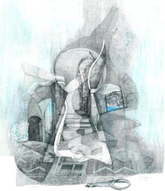 Vintage Venetian Keyhole Modernist Etching