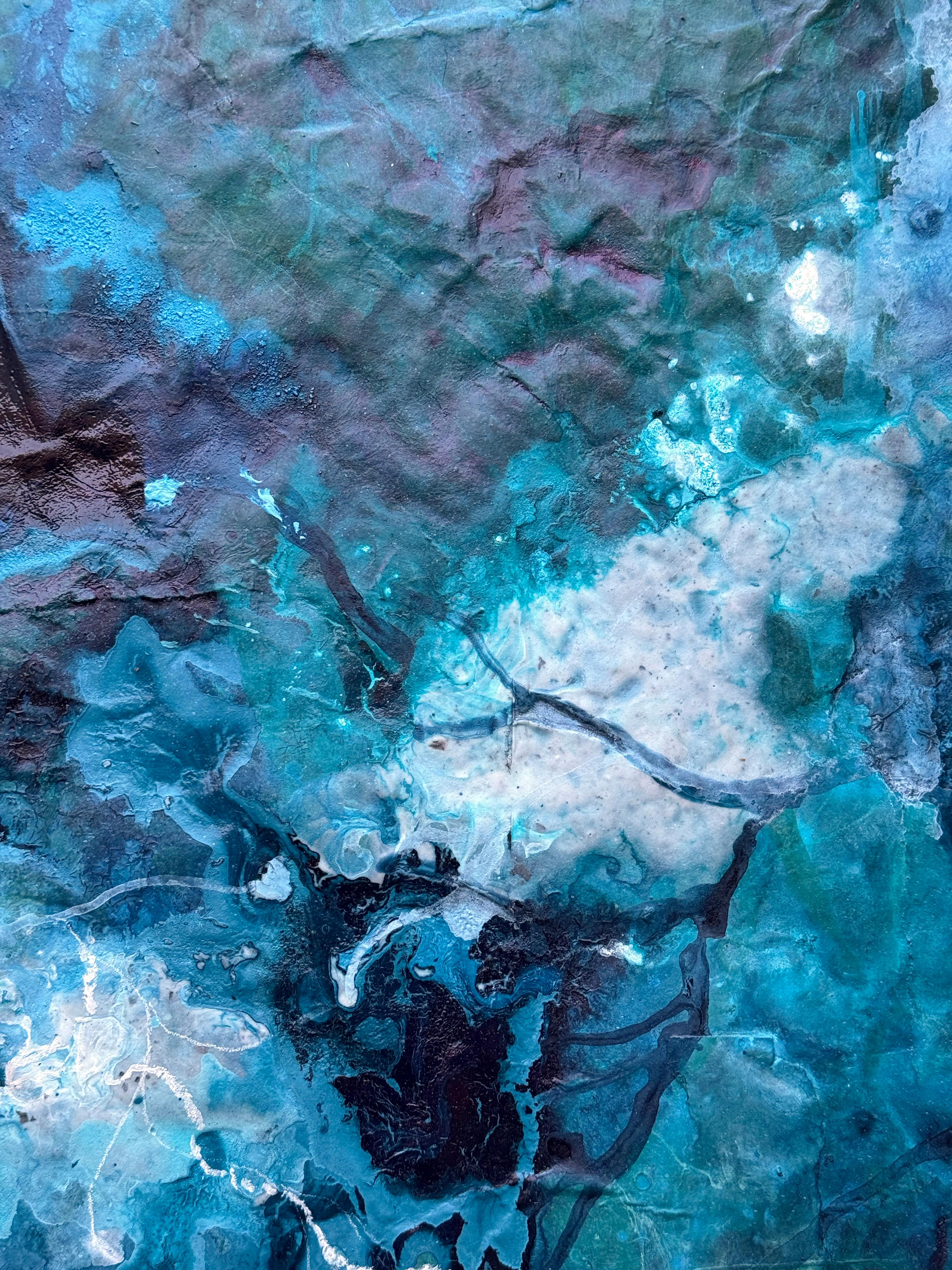 A View From The Moon (No. 5) A stunning large painting with striking sky blues im Angebot 7