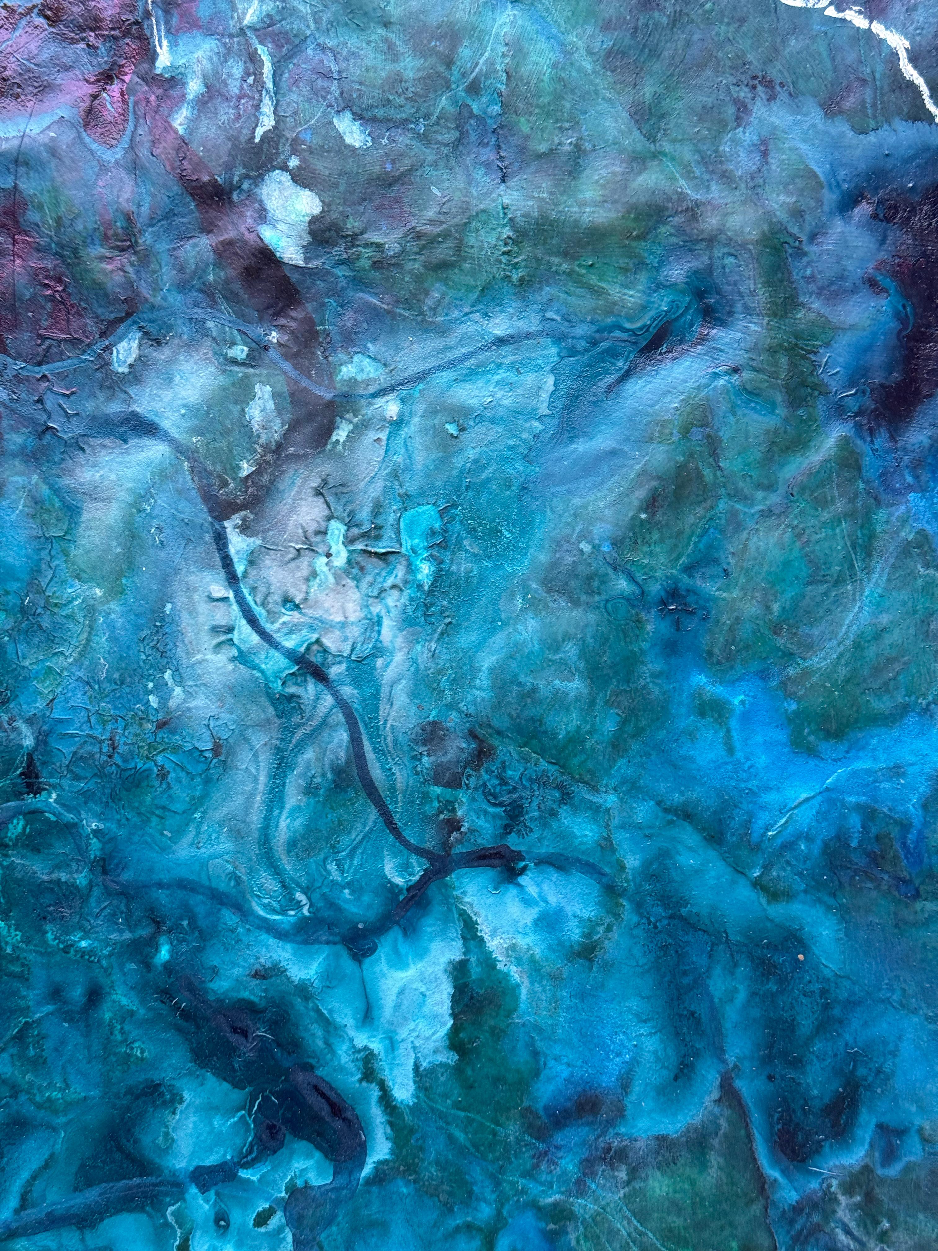 A View From The Moon (No. 5) A stunning large painting with striking sky blues im Angebot 8