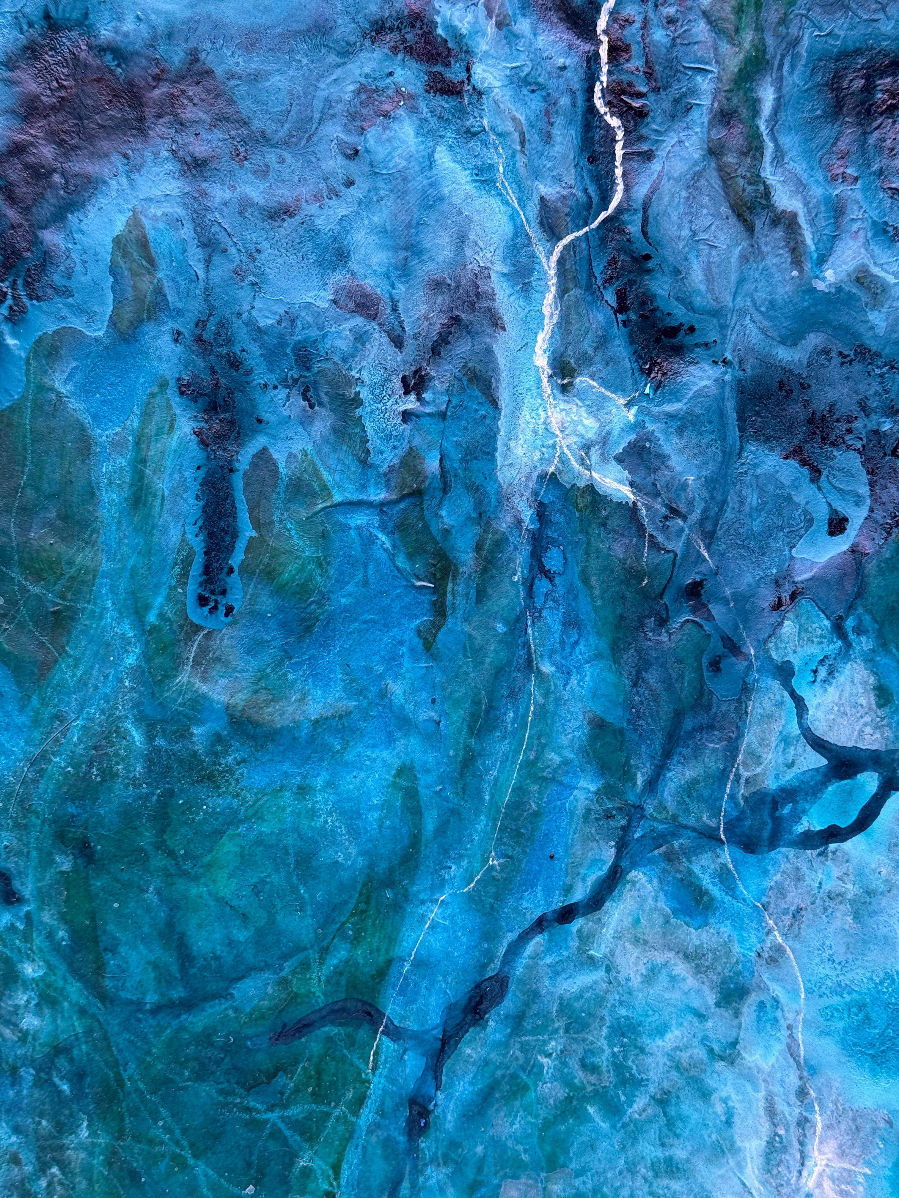 A View From The Moon (No. 5) A stunning large painting with striking sky blues im Angebot 10