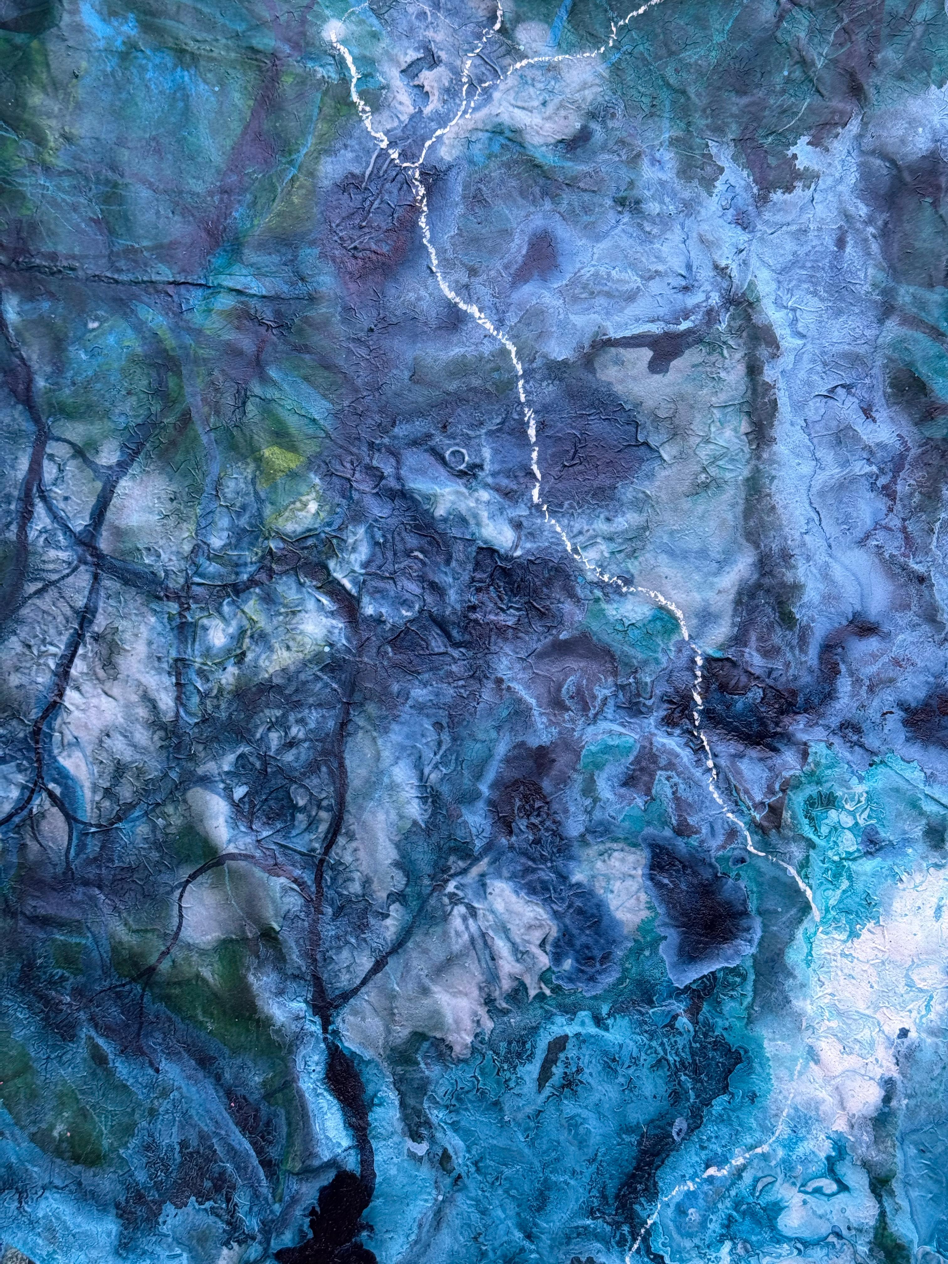 Katherine Filice — A View From the Moon No. 5
Ink, paper, chalk & oil stick on canvas, 33 × 48 in (2025)
Framed: 40.5 × 54.5 × 2.5 in

A large striking work from her ongoing A View From the Moon series, No. 5 invites a quiet sweep of cosmic