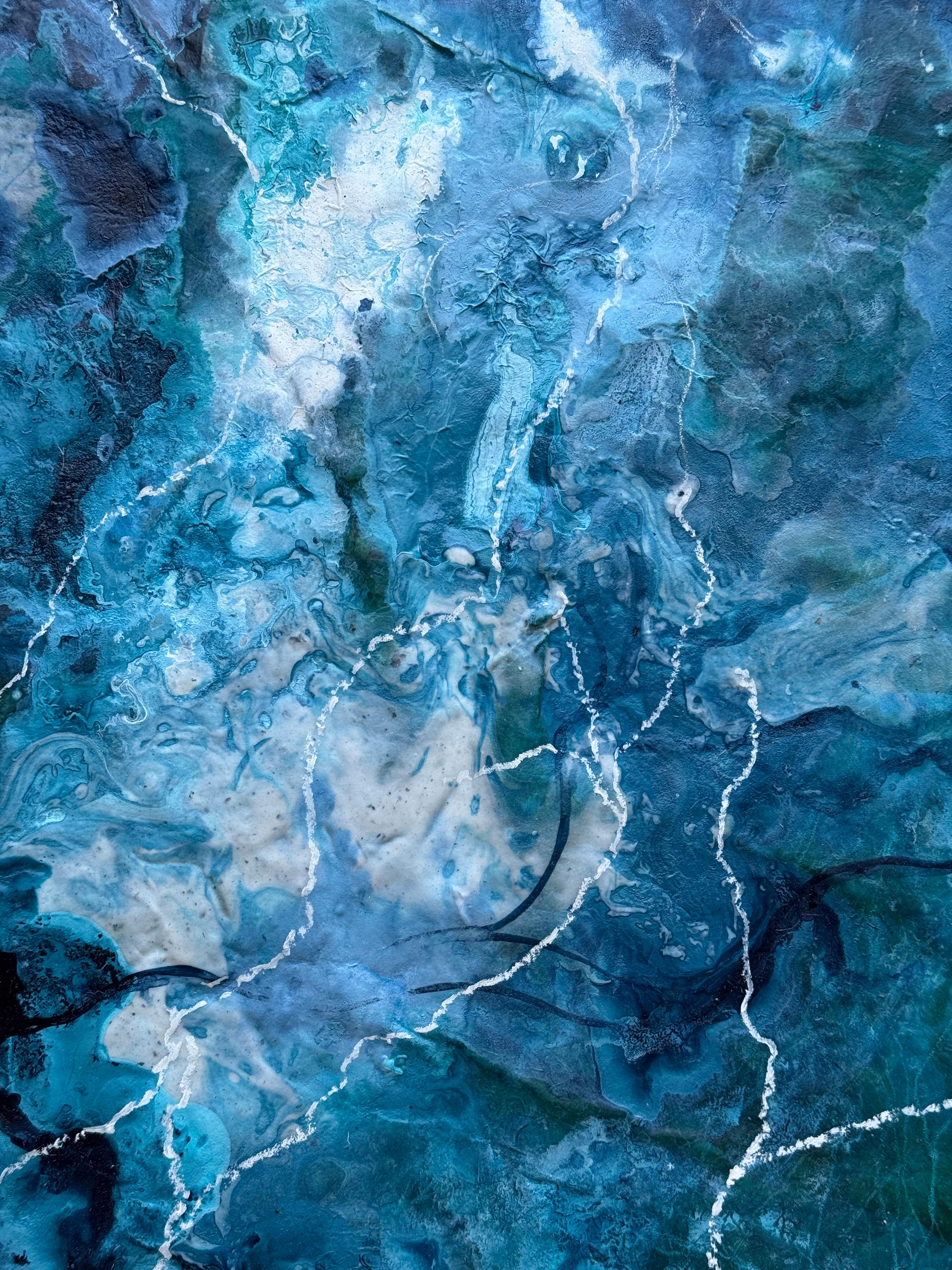 A View From The Moon (No. 5) A stunning large painting with striking sky blues im Angebot 2
