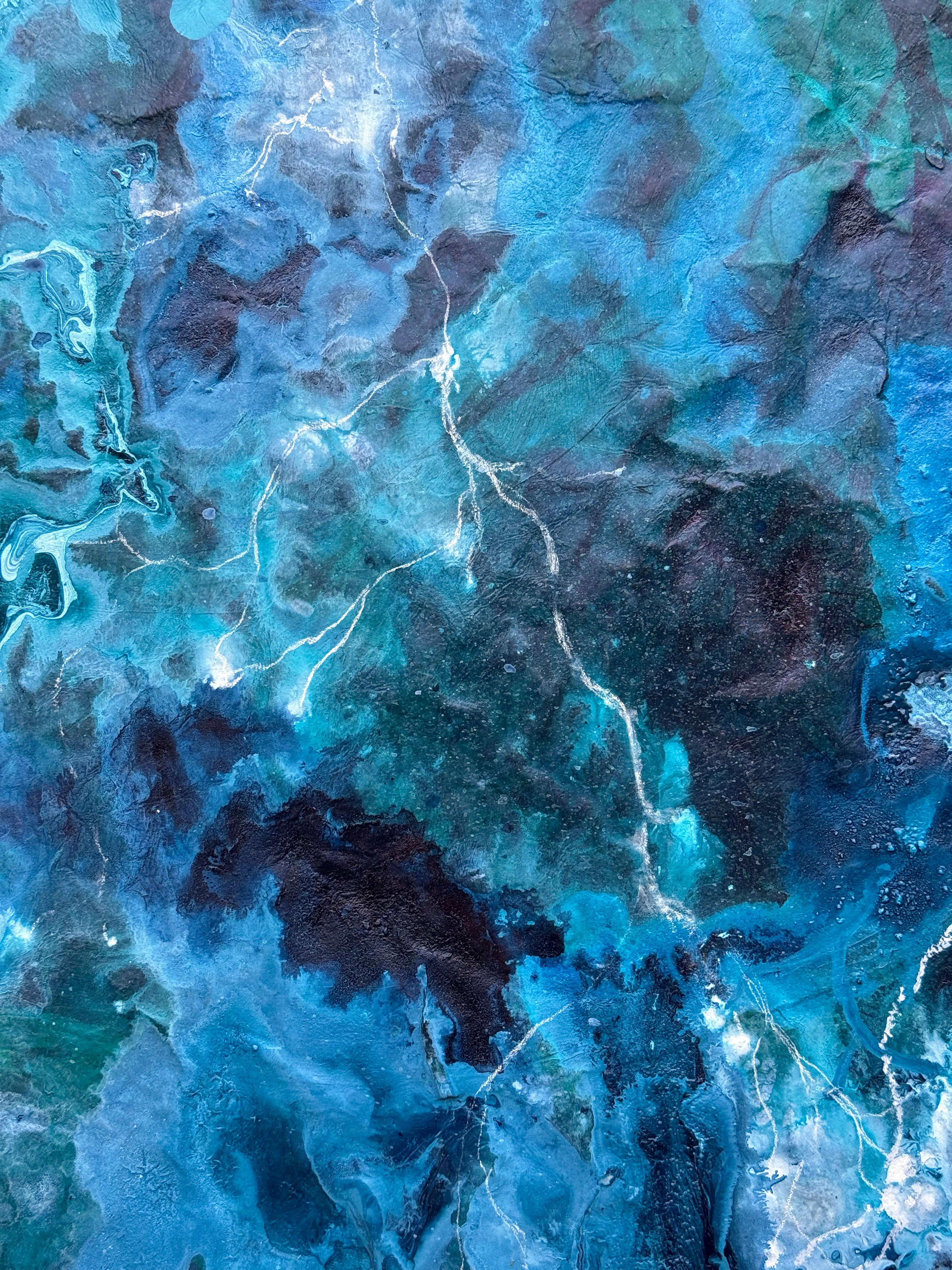 A View From The Moon (No. 5) A stunning large painting with striking sky blues im Angebot 3