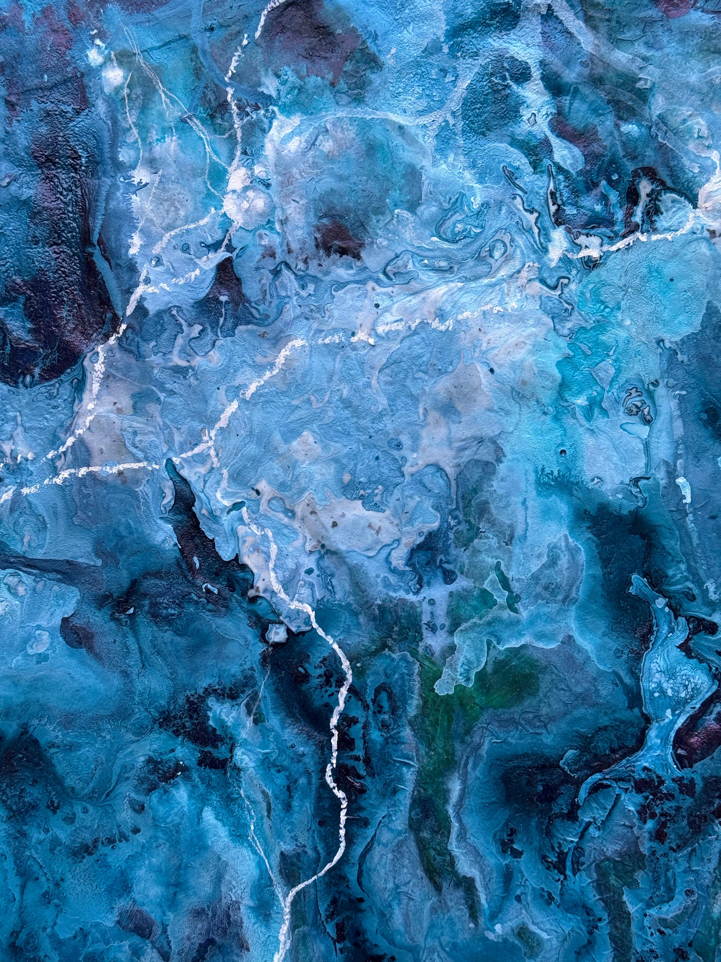 A View From The Moon (No. 5) A stunning large painting with striking sky blues im Angebot 5