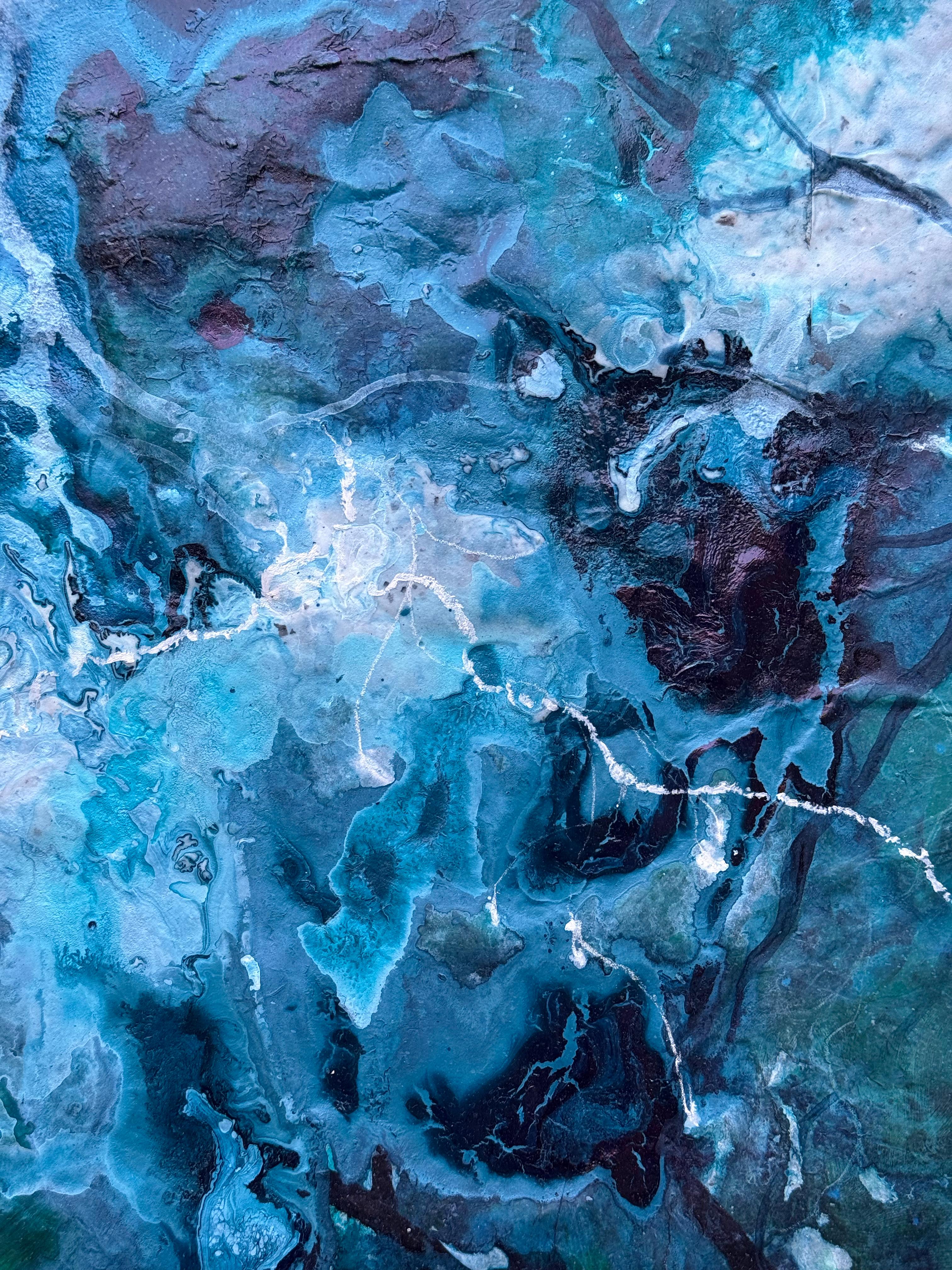 A View From The Moon (No. 5) A stunning large painting with striking sky blues im Angebot 6