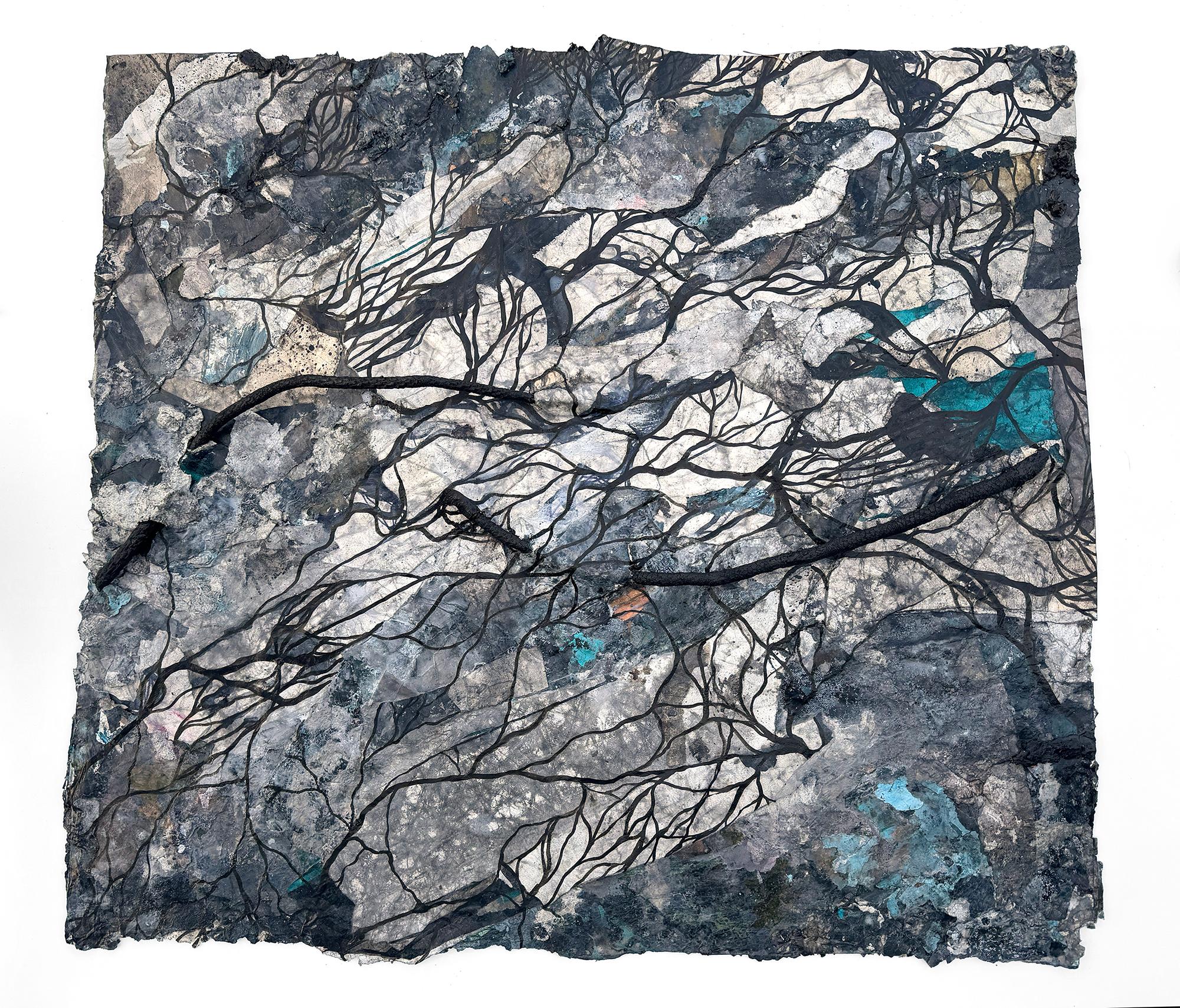 "Cicatriz de quemadura (nº 2)" Pintura texturizada inspirada en el bosque de Katherine Filice