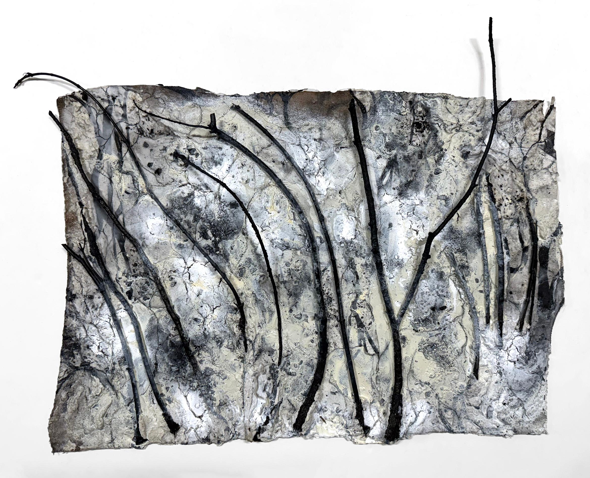 "Cicatrice da ustione (n. 4)" Frammento di foresta in tecnica mista su tela di Katherine Filice