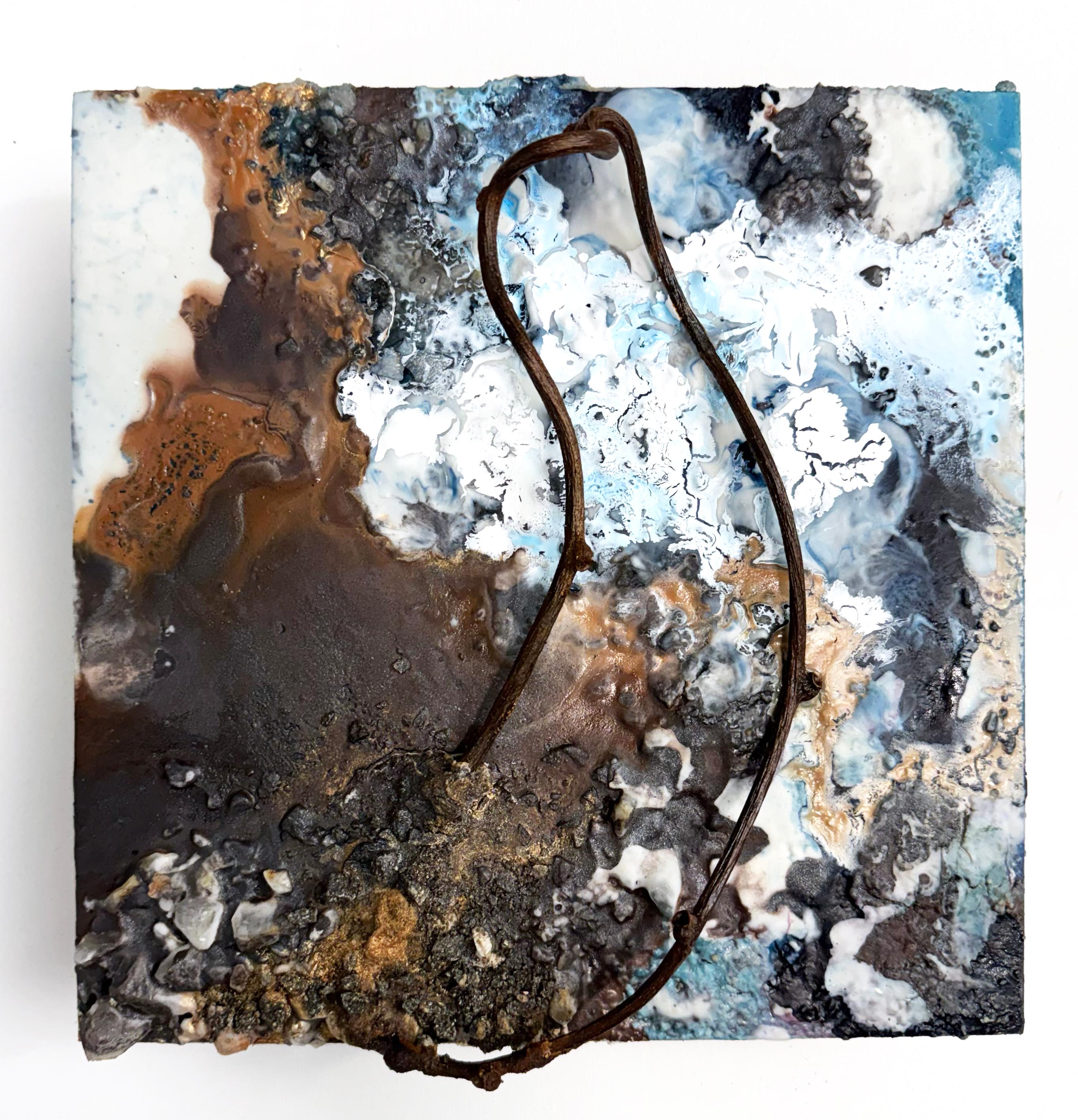 Common Ground No 1 a textural painting featuring earth tones and blues