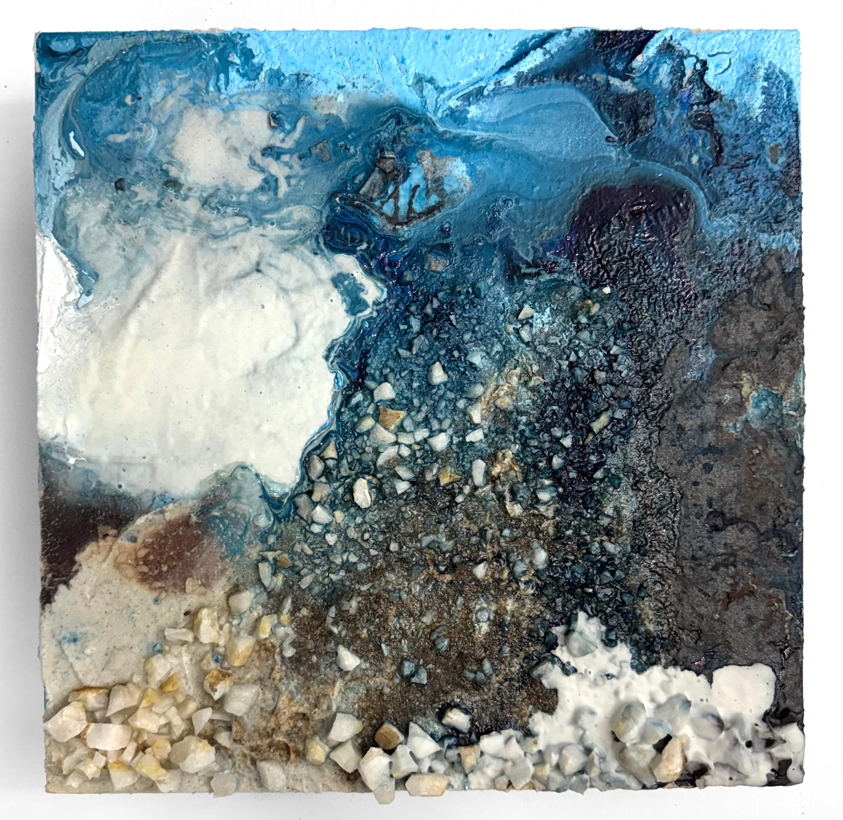 Katherine Filice Abstract Painting - Common Ground (No. 3) a textural contemporary painting featuring blues on panel