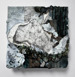 Common Ground (Nr. 8) kleines zeitgenössisches Gemälde mit grüner und blauer Struktur