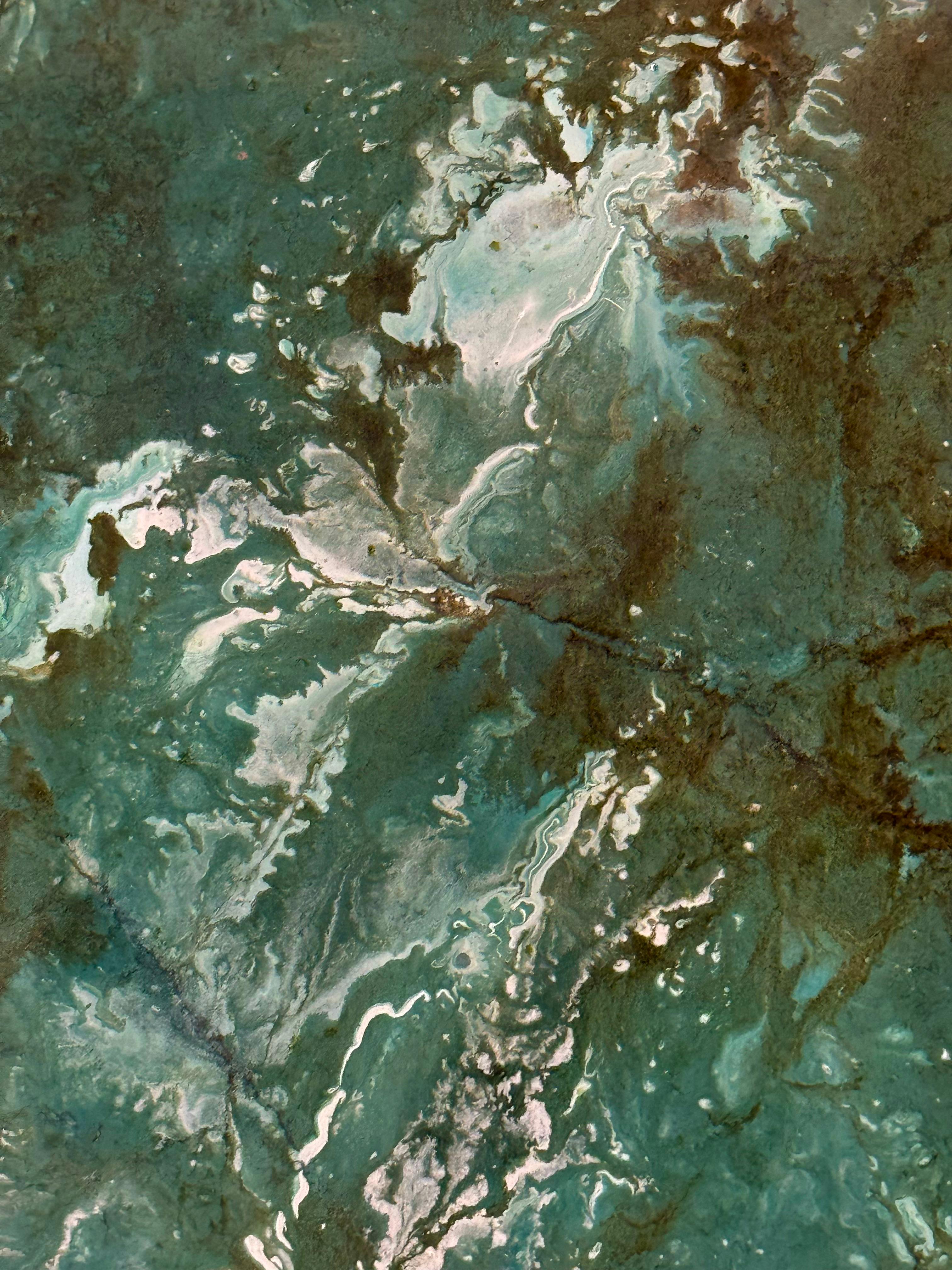 Ethereal painting featuring turquoise and creams by Katherine Filice en vente 9
